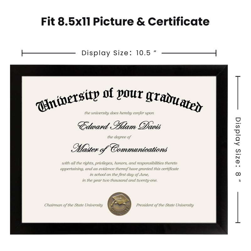 upsimples Certificate Frame with High Definition Glass, 8.5 by 11 Picture Diploma Document Frames for Wall and Tabletop, Black 5 Pack - Image 5