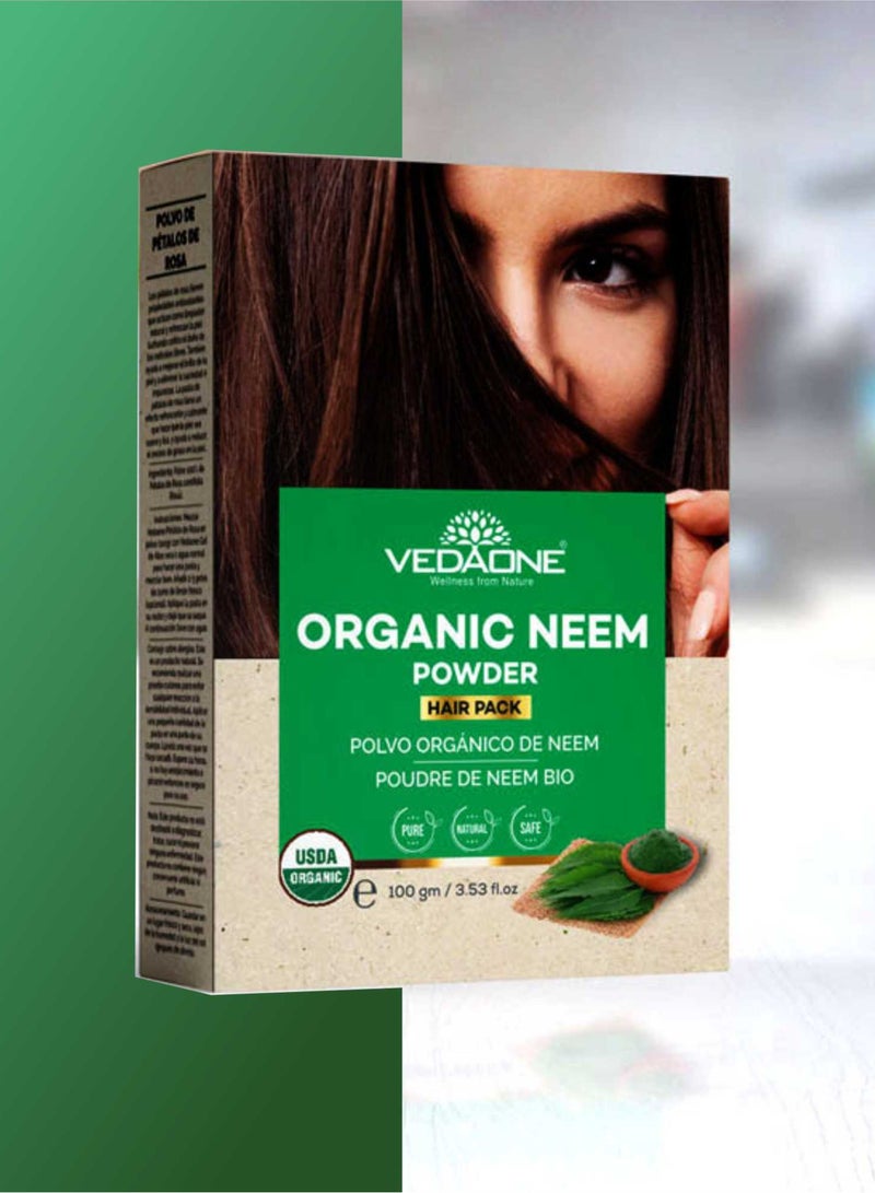 VedaOne Natural Neem Powder | 100GM | 100% Natural Ingredients | Anti-Dandruff, Anti-Bacterial, Chemical-Free Hair & Skin Cleanser - Image 2