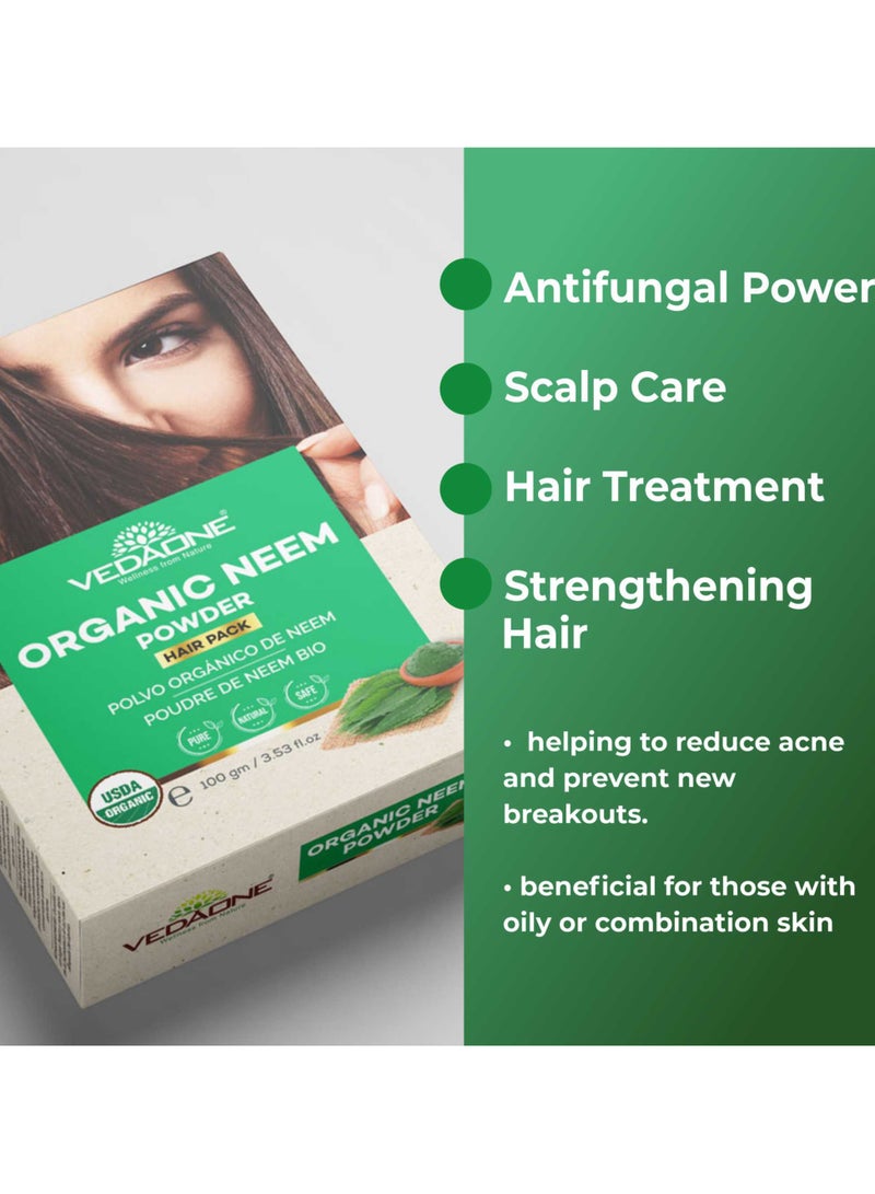 VedaOne Natural Neem Powder | 100GM | 100% Natural Ingredients | Anti-Dandruff, Anti-Bacterial, Chemical-Free Hair & Skin Cleanser - Image 3