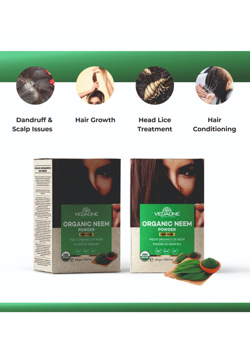 VedaOne Natural Neem Powder | 100GM | 100% Natural Ingredients | Anti-Dandruff, Anti-Bacterial, Chemical-Free Hair & Skin Cleanser - Image 4