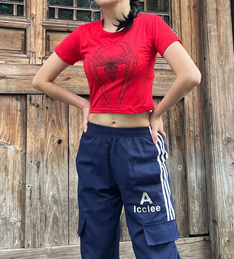 Dynict Sipder Print T Shirts for Women Short Sleeve Shirts Summer Tops Casual for Women 2024 (Small) Red - Image 4