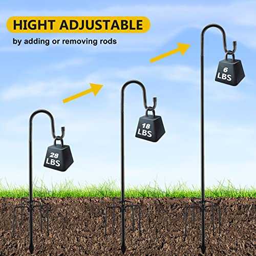COCONUT Shepherd Hooks for Outdoor, 78 Inch Adjustable Bird Feeder Pole with 5 Prongs Base, Metal Shepherds Hook for Bird Feeder, Hummingbird Feeder, Wind Chime, Lantern, Bird House Outside - Image 5