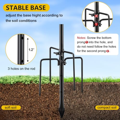 COCONUT Shepherd Hooks for Outdoor, 78 Inch Adjustable Bird Feeder Pole with 5 Prongs Base, Metal Shepherds Hook for Bird Feeder, Hummingbird Feeder, Wind Chime, Lantern, Bird House Outside - Image 4