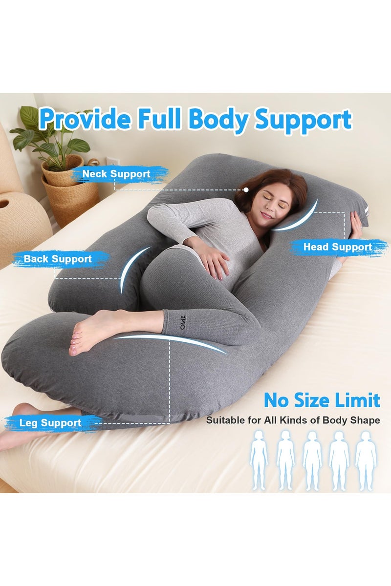 أَليفينجهوم مخدة حوامل  للنوم، وسادة حمل على شكل حرف G لدعم الأمومة لكامل الجسم، وسادة للحوامل بغطاء مخملي قابل للإزالة من القطن، مخدة دعم الأمومة لكامل الجسم (أسود+رمادي) - Image 2