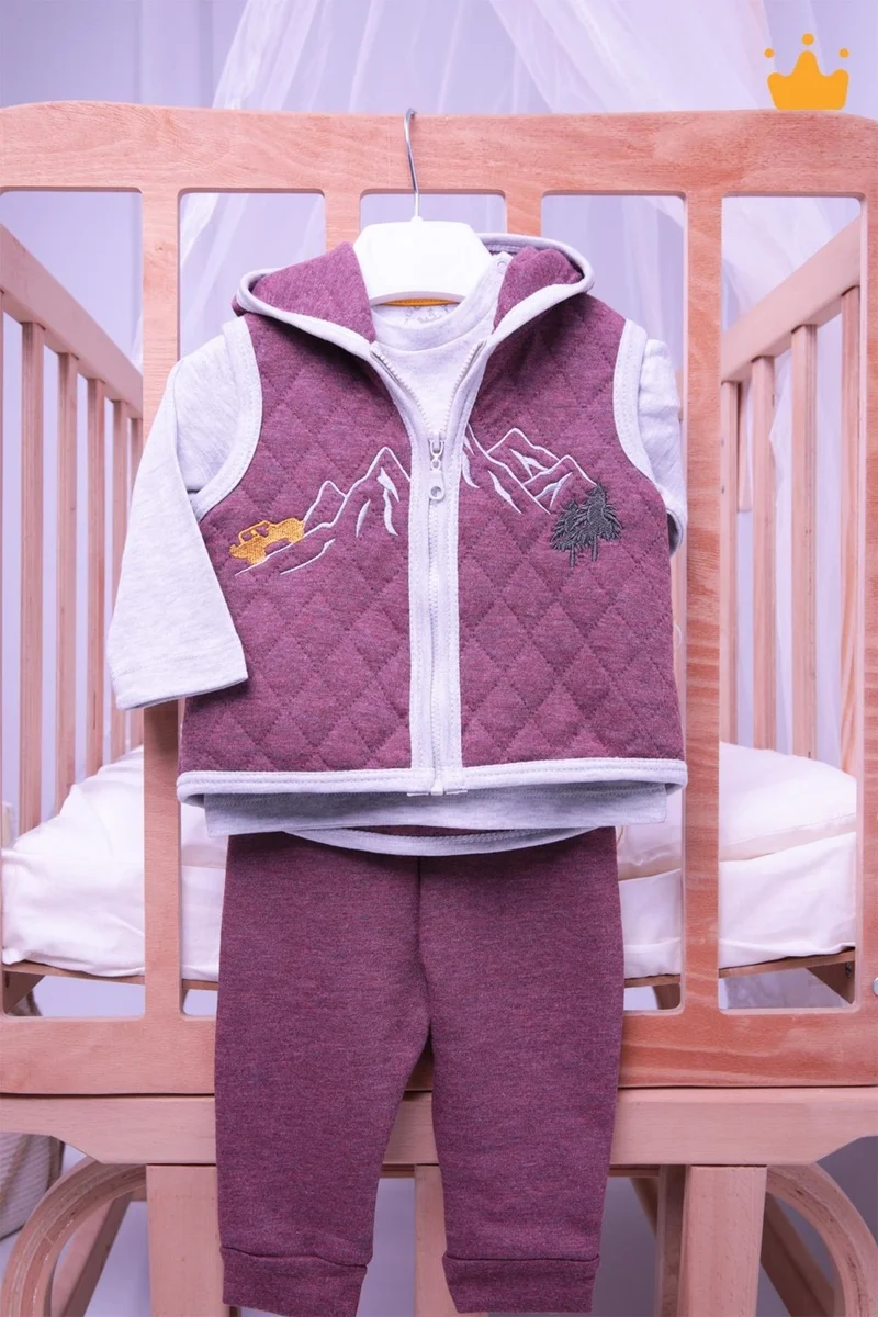 بيبيك Babyhola Fiber Filled 1 Tog Quilted Vest Badi Trousers Baby Boy 3 Piece Set 12610