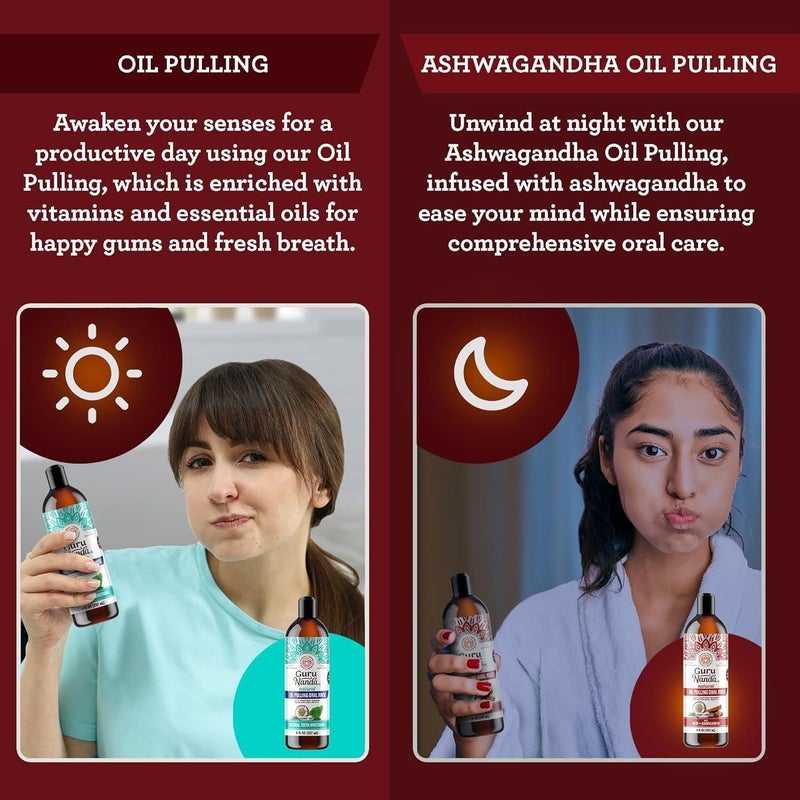 GuruNanda Ashwagandha Oil Pulling with Neem, & Pure Essential Oils (8 Fl Oz) - Ayurveda-Inspired Formula for Daily Oral Care - Alcohol & Fluoride Free - Image 5