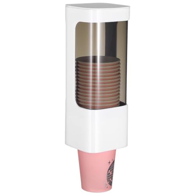 Molain Cup Dispenser Wall Mounted, Bathroom Cup Holder for 3oz-5oz Disposable Paper and Plastic Cups, Water Cooler Cup Dispenser with Adhesive Plate, Ideal for Home, Office, Gym, and More