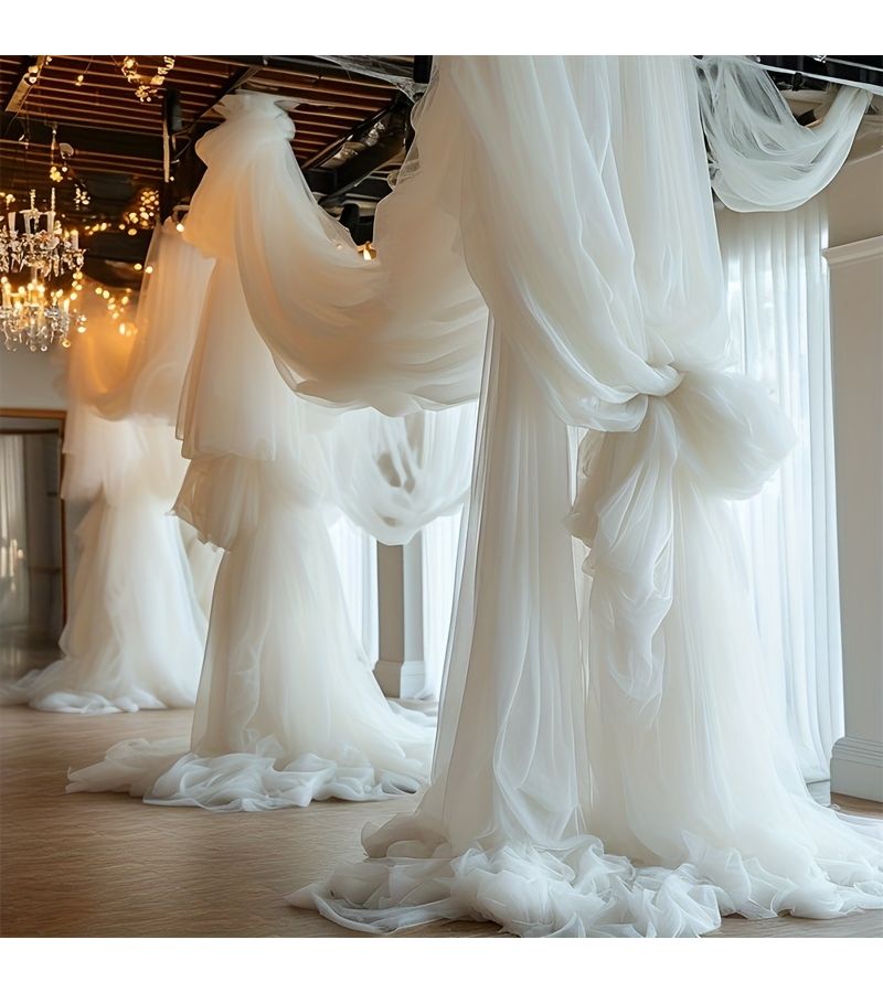 Elegant White Tulle Fabric Roll 1181x29.5 Inch Wedding Party Decoration Mesh - Image 2
