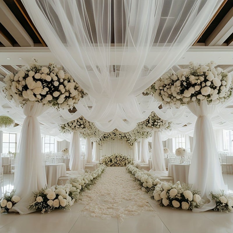 Elegant White Tulle Fabric Roll 1181x29.5 Inch Wedding Party Decoration Mesh - Image 5