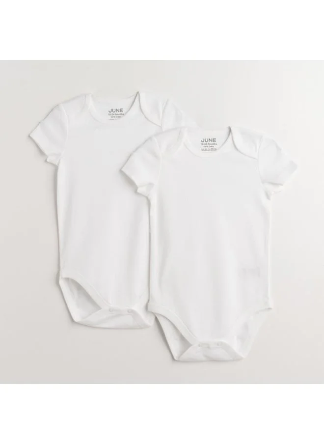 JUNE June Baby Basic Envelope Neck 2-Pack Short Sleeve Bodysuit White White