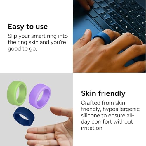 OJOS Silicone Ring Cover Compatible with Oura Ring Gen 3/ Gabit Ring, Round Ring Case Elastic Ring Protection Smart Ring Protector Sleeve Accessories (Cyan, Small for 6/7/8/9/10) - Image 5