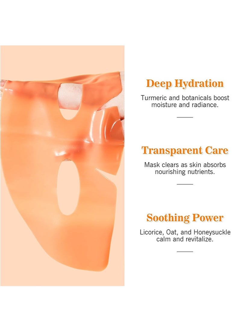 Turmeric Real Deep Face Mask Hydrating, Turmeric Smoothing Moisturising Mask,Hydrating Overnight Hydrogel Mask,Turmeric Facial Mask for All Skin Types,Pore Minimizing,Firming,Moisturizing