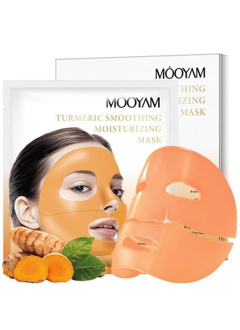 Turmeric Real Deep Face Mask Hydrating, Turmeric Smoothing Moisturising Mask,Hydrating Overnight Hydrogel Mask,Turmeric Facial Mask for All Skin Types,Pore Minimizing,Firming,Moisturizing