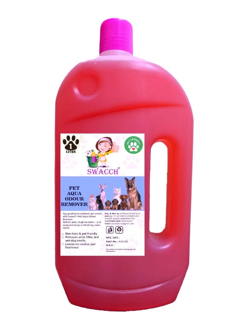 swacch Pet Aqua Odour Remover Liquid I Pet Safe Deodorizer for Home & Pet Areas I 1 Litre Rose - Image 1