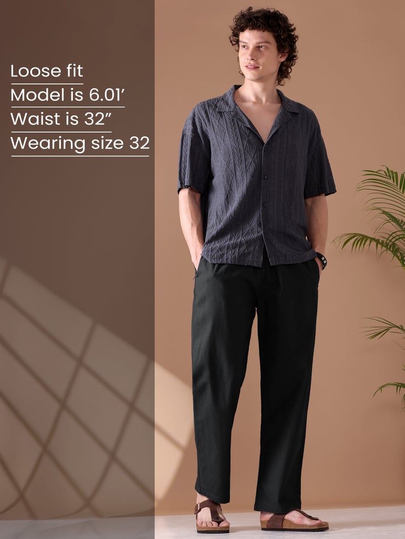 بيونغ بنطلون بيجامة فضفاض أسود - Image 4