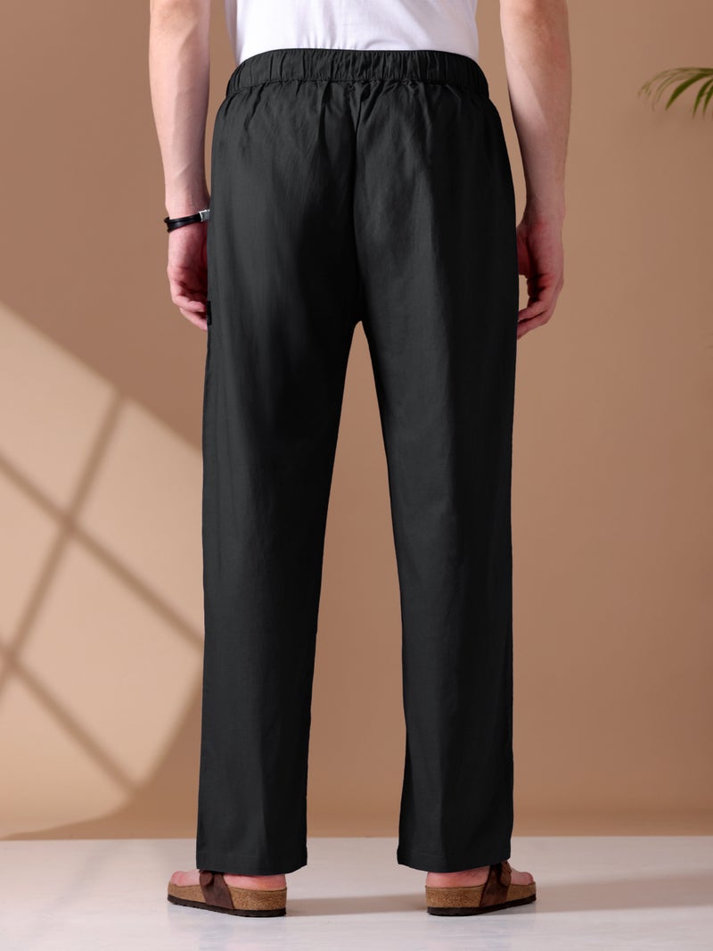 بيونغ بنطلون بيجامة فضفاض أسود - Image 3