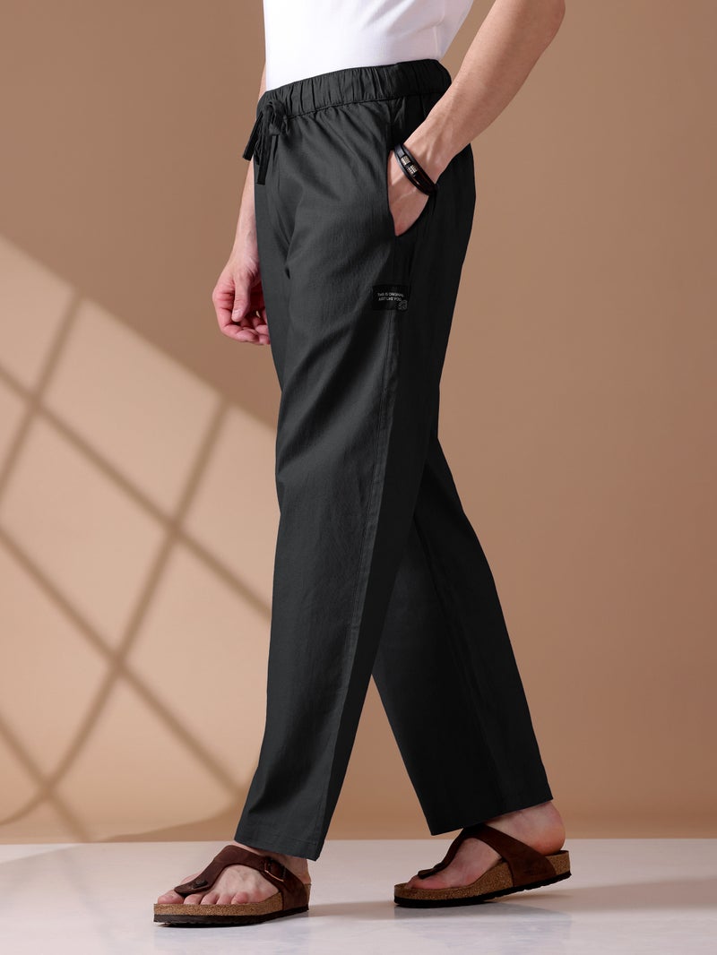 بيونغ بنطلون بيجامة فضفاض أسود - Image 2