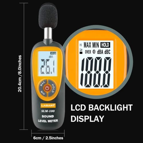 LABART Digital Sound Level Meter Certificate included- Noise Meter with LCD Display, Measurement Range 30-130 dB SPL, Accurate Decibel Reader SLM-100 - Image 5