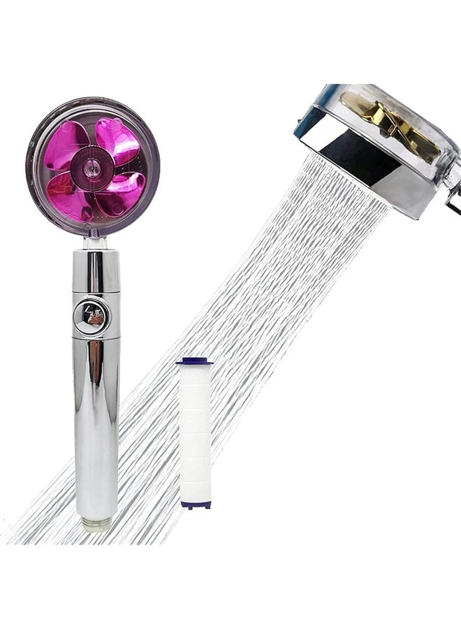 Propeller Driven Handheld Shower Head, Handheld 360°Rotating Power Shower Head, High Pressure Water Saving Shower Head with Filter Switch - Easy Install (Purple)  - Image 1