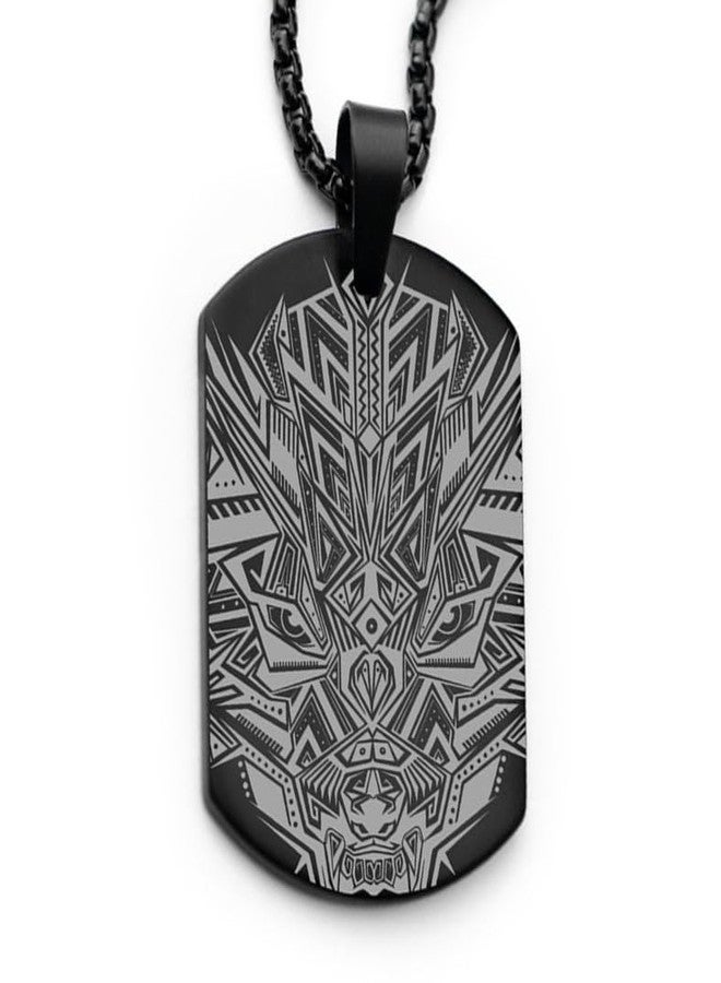 Mesmerize Designer Men�s Military Army Dog Tag Stainless Steel Necklaces | Electro Pulse, Van Gogh, Classic Camo, Cyber Camo, Damascus Designs (Tribal Dragon) - Image 1