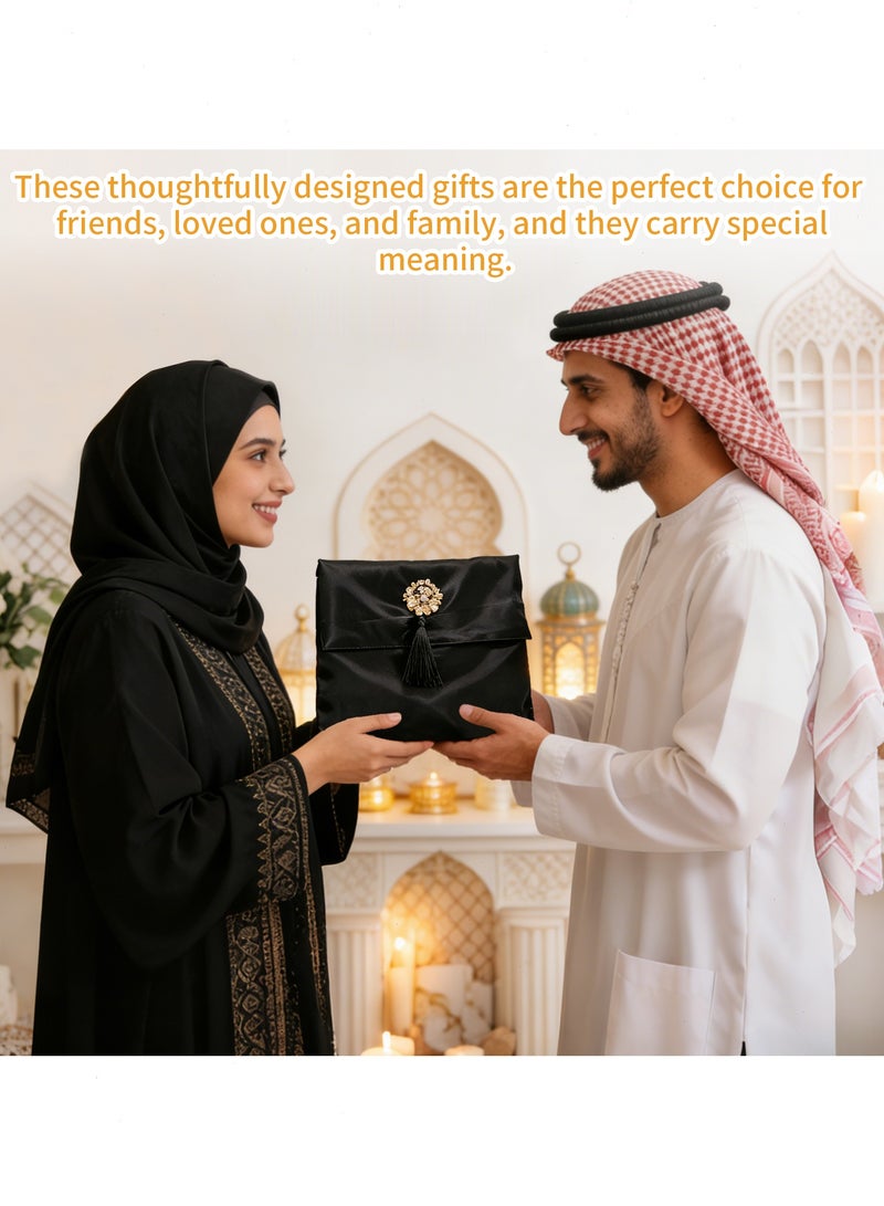 3PCS Muslim Prayer Rug Set: Prayer Mat, Beads & Compact Bag for Travel and Home Use, Best Gift Idea For Ramadan, Eid (Black) - Image 5