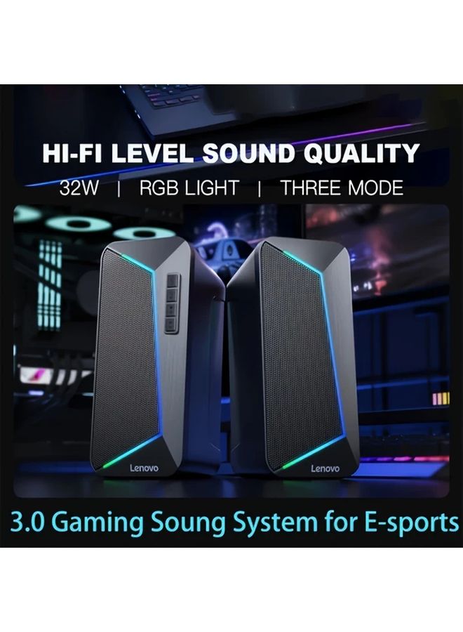 Lenovo SC3301 Dark Gray Wired Speaker 32W Peak Power HIFI Sound RGB Lighting EQ Modes - Image 2
