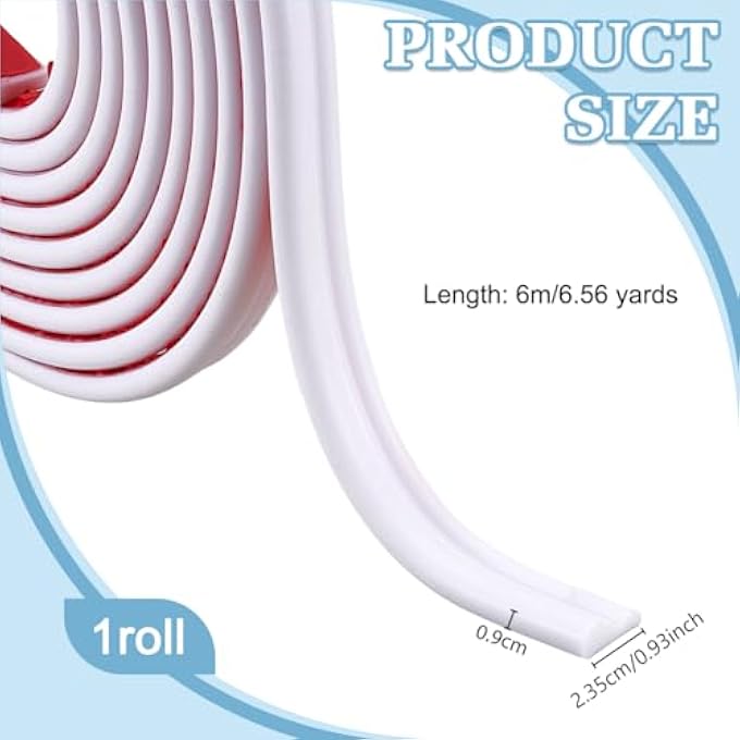 6.6 YARDS WALL CORNER PROTECTOR EDGE GUARD 23.5MM PEEL AND STICK WALLS TRIM TPE WALLS MOLDING TRIM FLEXIBLE TPE CORNER TRIMS ADHESIVE WALL DECORATION TRIMS FOR MIRROR WINDOW FRAME HOME DECOR - Image 3