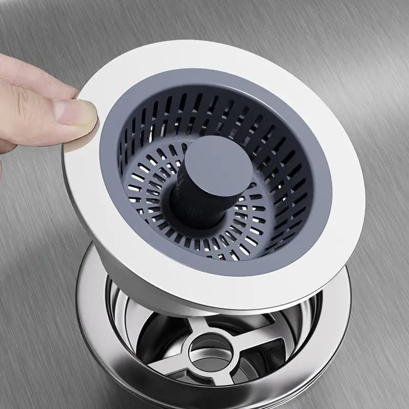 LOGAN INFOTECH 3 in 1 Kitchen Sink Drain Strainer - Stopper Set, Stainless Steel Kitchen Sink Stopper, Pop Up Anti-Clogging Sink Strainer Basket Filter for US Standard 3-1/2 Inch Kitchen Drain - Image 1