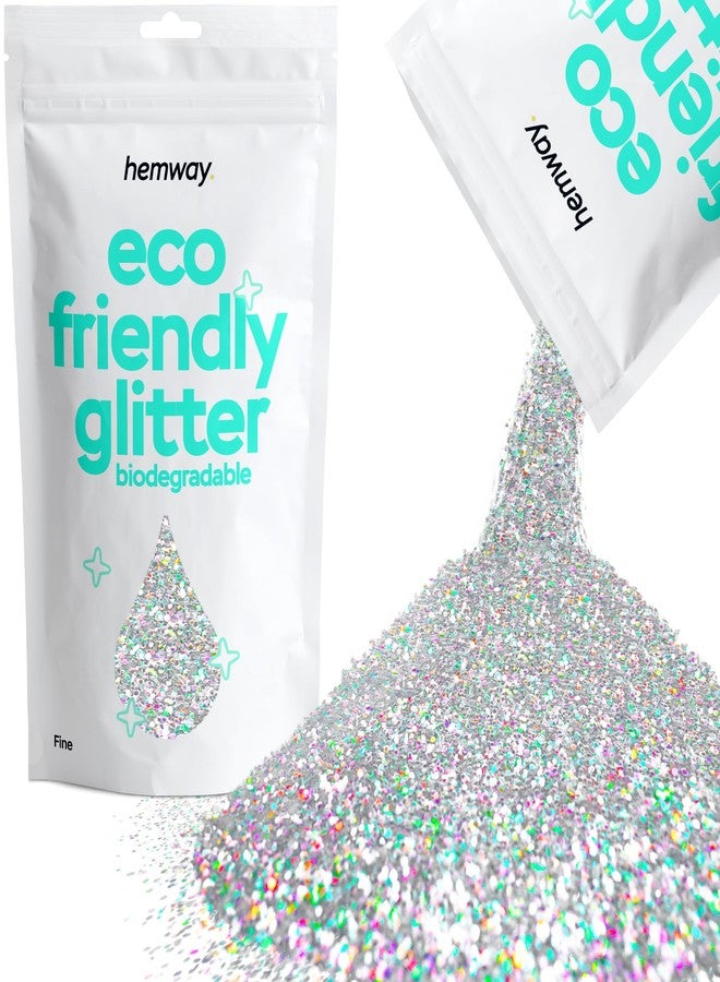 Hemway Eco Friendly Biodegradable Glitter 100g / 3.5oz Bio Cosmetic Safe Sparkle Vegan For Face, Eyeshadow, Body, Hair, Nail And Festival Makeup, Craft - Fine (1/64" 0.015" 0.4mm) - Silver Holographic - Image 1