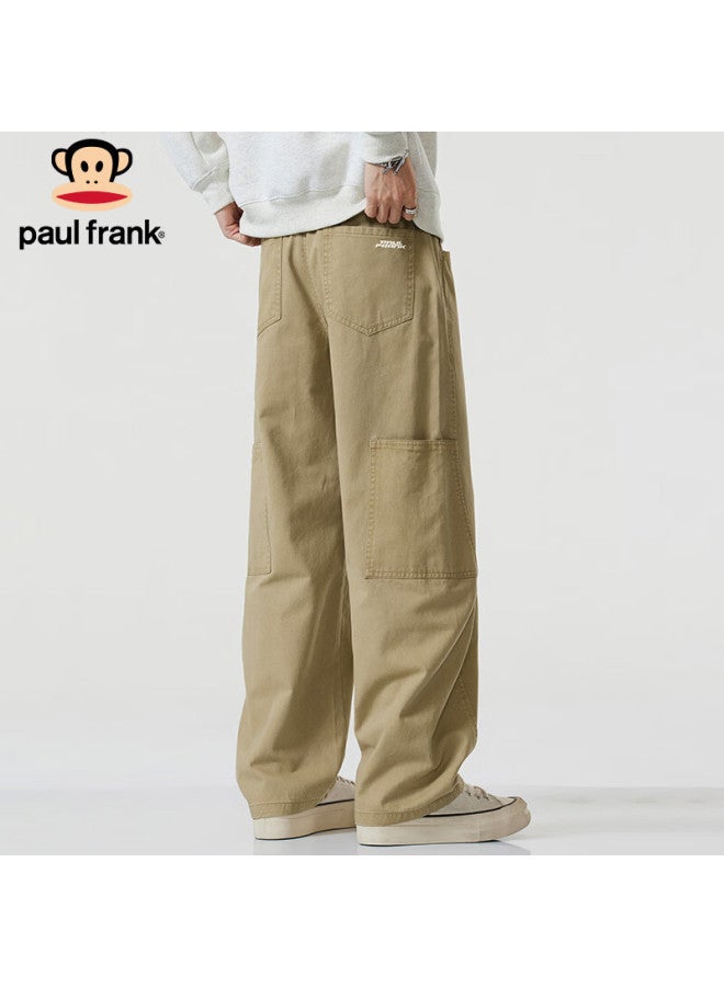 Paul Frank Men's Pure Cotton Winter Loose Straight Casual Pants American Workwear Trousers Khaki 2XL - Image 1