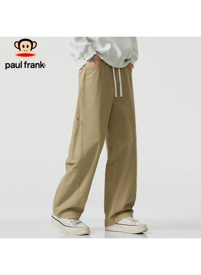 Paul Frank Men's Pure Cotton Winter Loose Straight Casual Pants American Workwear Trousers Khaki 2XL - Image 4