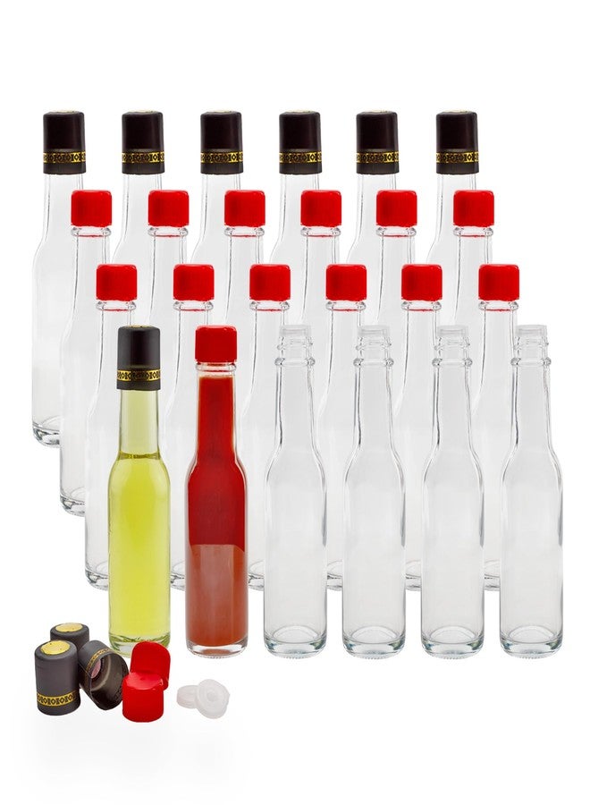 Cornucopia Brands 3oz Mini Hot Sauce Bottles (Pack of 24) Little Sauce Bottles w/Red Caps, Dripper Inserts, and Black Shrink Bands - Image 1