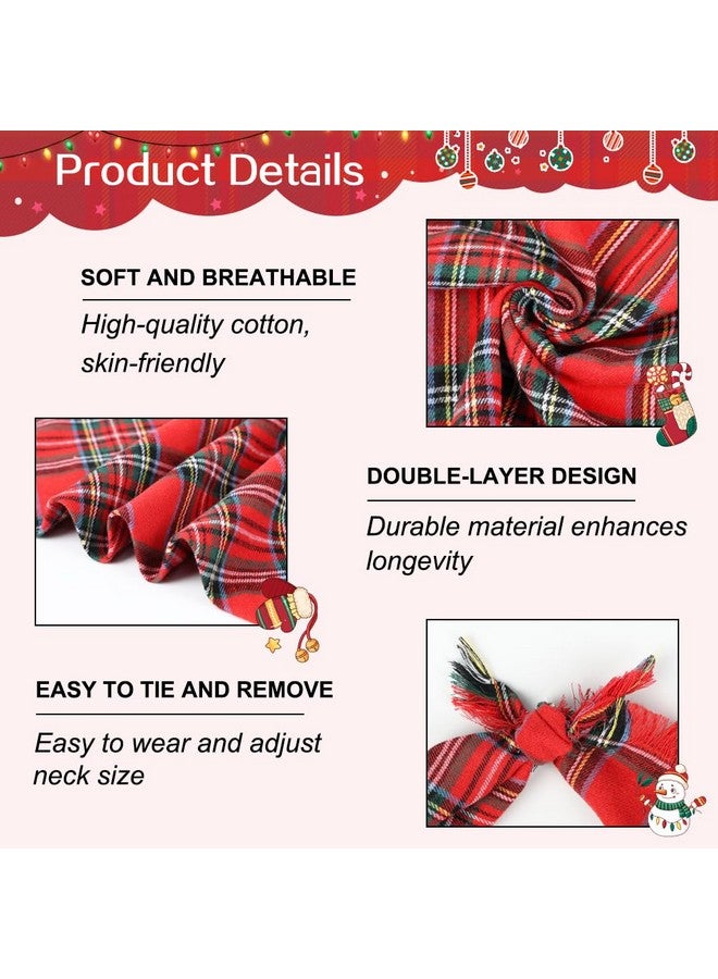 Vivifying Dog Christmas Bandana with Tassels Edges, 2 Pack Classic Plaid Triangle Pet Apparel & Accessories, Funny Holiday Dog Scarf Costume for Photo Prop, and Party Decor (Small, Red&Green) - Image 2