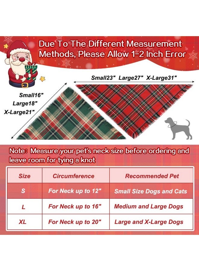 Vivifying Dog Christmas Bandana with Tassels Edges, 2 Pack Classic Plaid Triangle Pet Apparel & Accessories, Funny Holiday Dog Scarf Costume for Photo Prop, and Party Decor (Small, Red&Green) - Image 3