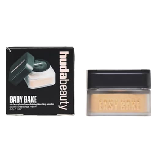 Huda Baby Bake Mini Easy Bake Loose Baking Setting Powder Kunafa deep tan and rich skin tones golden undertones brighten and disguise undereye darkness 21 Oz - Image 1