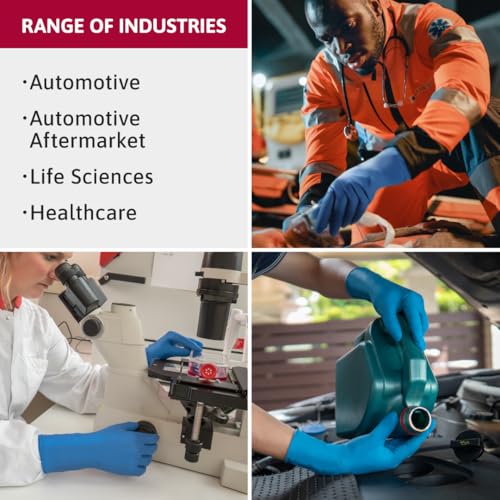 Microflex Ansell MICROFLEX SafeGrip SG-375 Extra Thick Disposable Latex Gloves for Life Sciences, Automotive w/Textured Fingertips - Large, Blue (Box of 50) - Image 3
