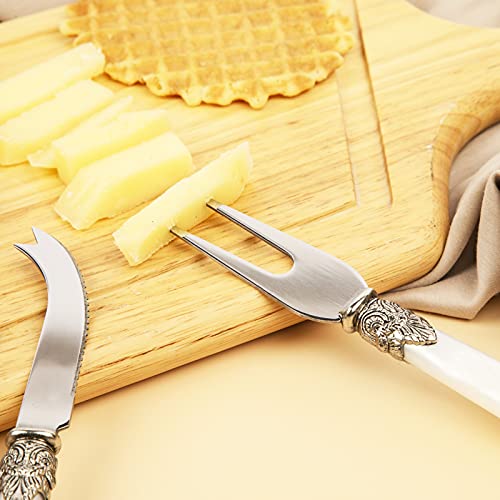 CATHYLIN 4-Piece Cheese Knive Set With Gift Box Stainless Steel Knife With Pearl Handle,Suitable For Parties And Festivalsfor Charcuterie Boards Accessories (White) - Image 2