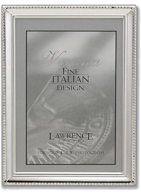 Lawrence Frames 11645 Polished Silver Plate 4x5 Picture Frame - Bead Border Design