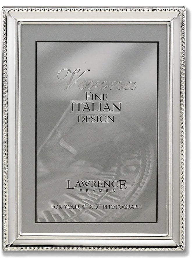 Lawrence Frames Lawrence Frames 11645 Polished Silver Plate 4x5 Picture Frame - Bead Border Design 