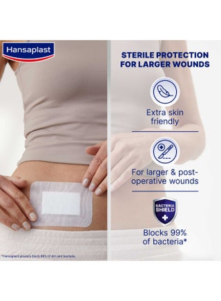 Sensitive Xxl Wound Plasters Sterile Extra Skin Friendly For Larger And Post-Operative Wounds Blocks 99% Of Bacteria 5 Strips 8 X 10Cm