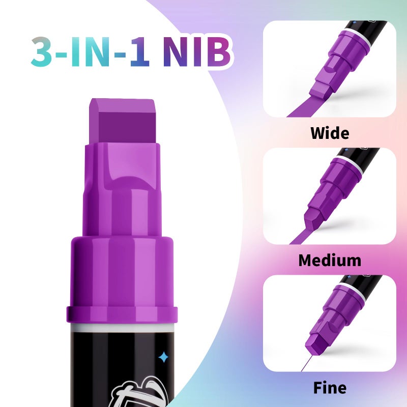 Reaeon Jumbo Liquid Chalk Markers for Blackboards, Bold Color Erasable Chalk Pens with 10mm 3 in 1 Nib, Washable Dust-Free Pens for Glass, Signs, Windows, Cars, Chalkboard (8-Pack) - Image 2