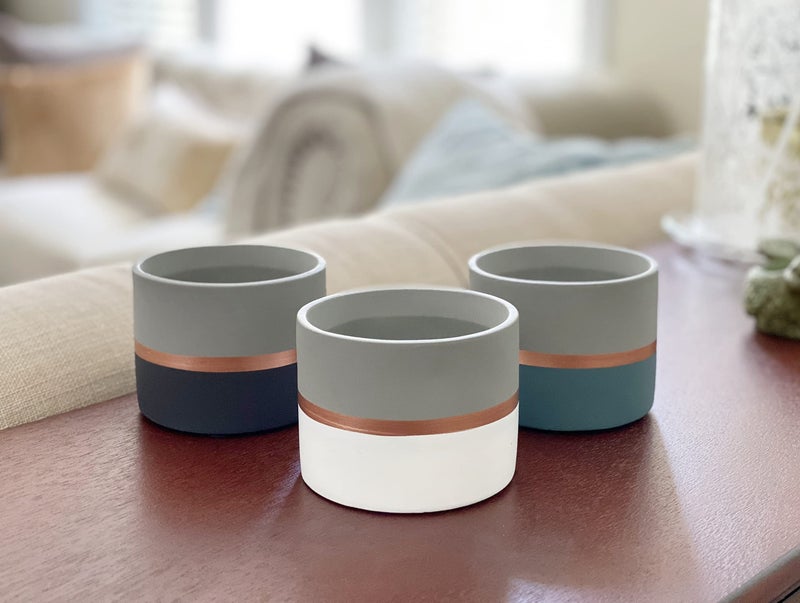 Chez JuJu Assorted Nordic Cement Succulent Pots 3.5" Planters with Drainage | 3 Pack - Image 2