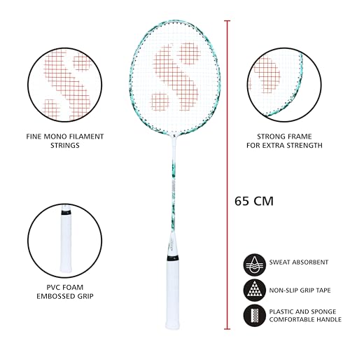 Silvers Silver's Aluminium Camo 7.0 Badminton Kit (2 Racquets with Full Cover, 1 Box Feather Shuttlecock Pack of 3)(Green/White) - Image 3