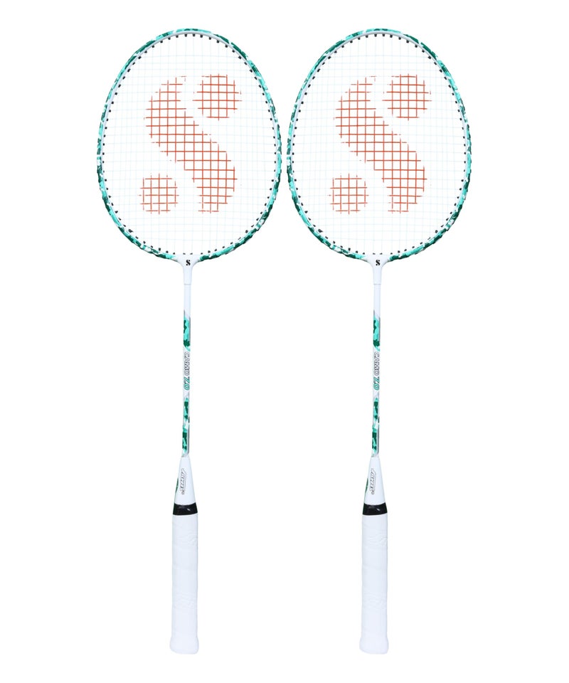 Silvers Silver's Aluminium Camo 7.0 Badminton Kit (2 Racquets with Full Cover, 1 Box Feather Shuttlecock Pack of 3)(Green/White) - Image 2