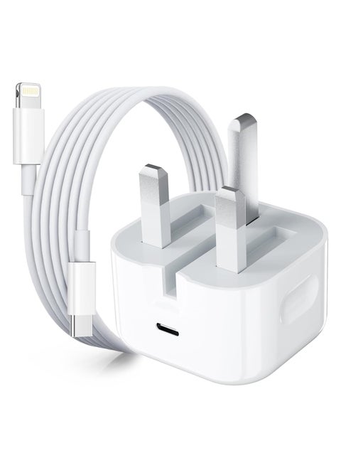 iPhone 20W Fast Charger | USB C Wall Fast Charger with USB C to Lightning Cable Compatible with iPhone 14/14 Pro/14 Pro Max/13/12/SE2020/11/XR/XS Max/X/iPad
