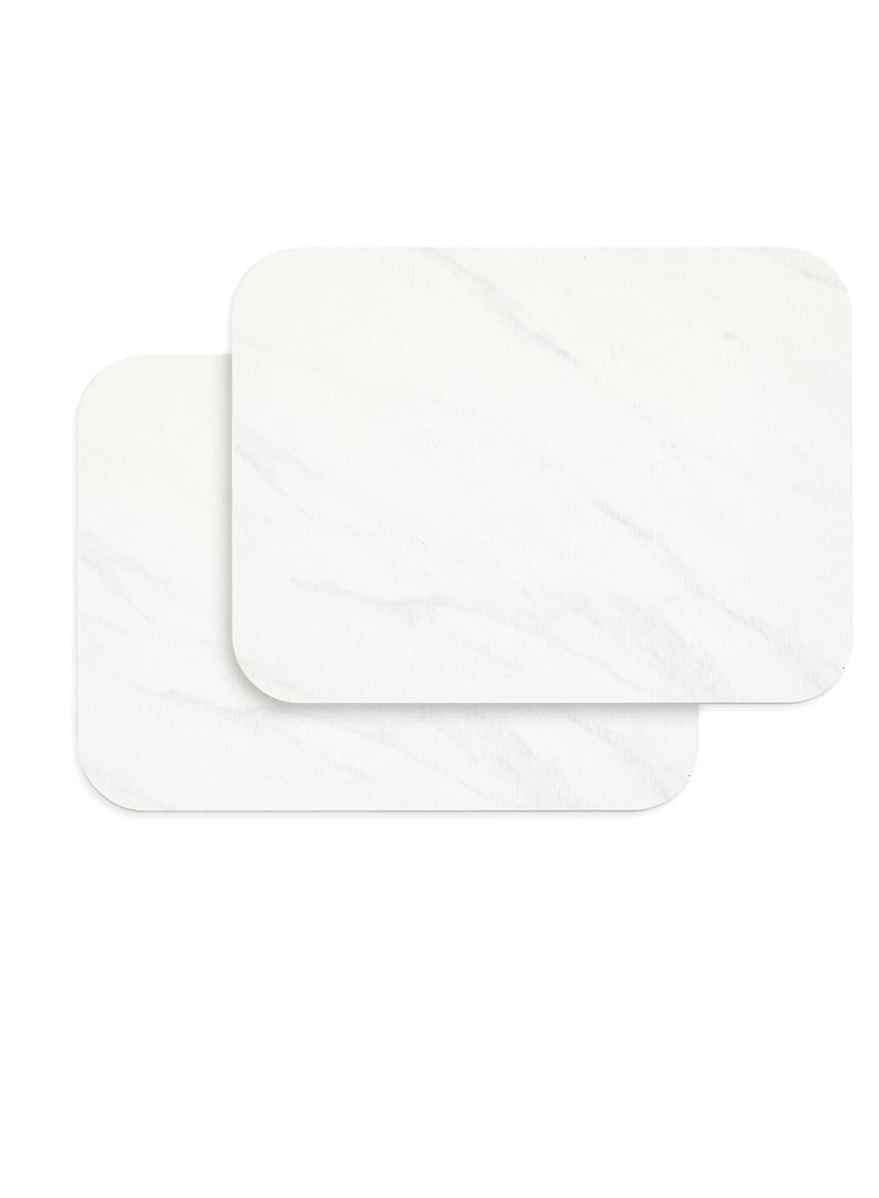 Excefore Stone Dish Drying Mat for Kitchen Counter, 2Pcs Stone Drying mat for Chicken Counter, Non-Slip, Fast Dry, Eco-Friendly Diatomaceous Earth Mat, for Bottles, Cups, Glassware (40x30 cm, White Marble)  - Image 1