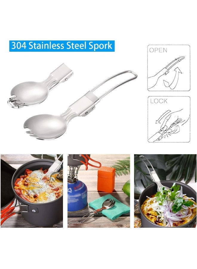 Odoland 6pcs Camping Cookware Mess Kit with Lightweight Pot, Stove, Spork and Carry Mesh Bag, Great for Backpacking Outdoor Camping Hiking and Picnic - Image 5
