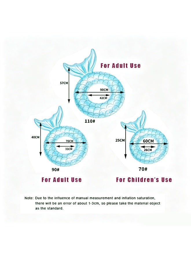 1 Piece Mermaid Swim Ring, Inflatable Pool Float with Tail for Adults & Kids, Thickened PVC Swimming Ring for Beach Party, Summer Water Fun - Image 2