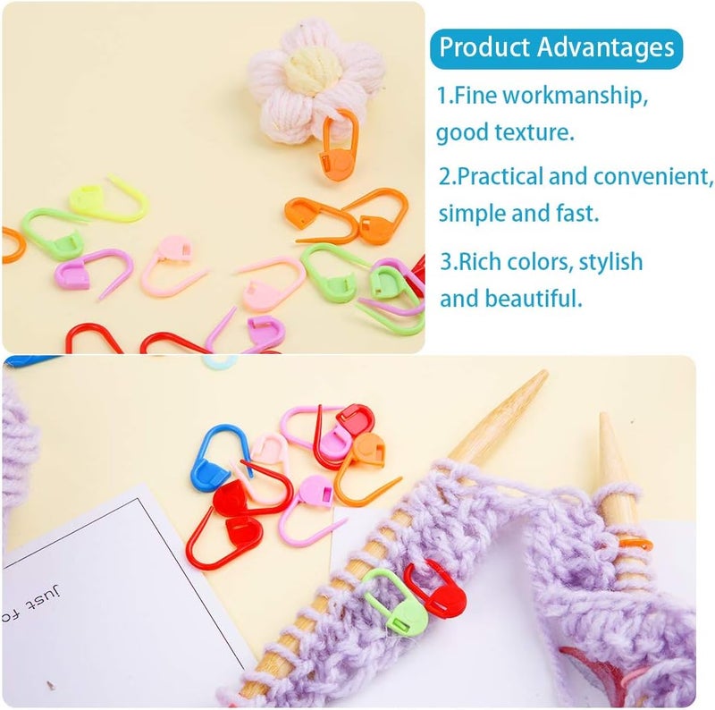 LUNARM 340 Pcs Stitch Ring Markers and Colorful Knitting Crochet Locking Counter Stitch Needle Clips with 2 Storage Boxes for Handicraft Weaving Sewing - Image 5