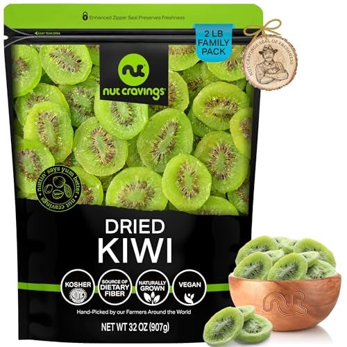 NUT CRAVINGS - Sun Dried Kiwi Slices, Lightly Sweetened (32oz, 2 LB) Bulk Dry Fruits Packed Fresh in Resealable Bag - Sweet Healthy Snack, Naturally Grown, Vegan, Kosher - Image 1